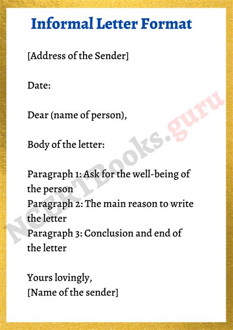 Informal-Letter-Format. - English - Notes - Teachmint