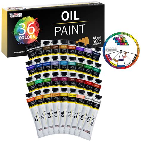 U.S. Art Supply Professional 36 Color Set of Oil-Based Art Paint, 18ml Tubes - Vivid Colors for ...