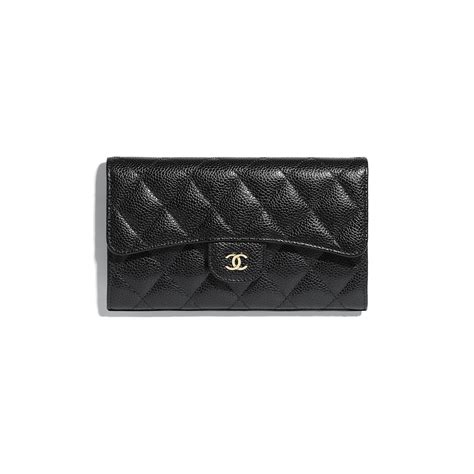 Grained Calfskin & Gold-Tone Metal Black Classic Flap Wallet | CHANEL | Classic flap, Chanel ...