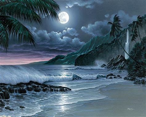 Free download Lonesome Night Ocean Painting Sand Waterfall hd wallpaper Full Size [1280x1024 ...