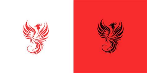 Abstract red and black phoenix logo design Vector Image