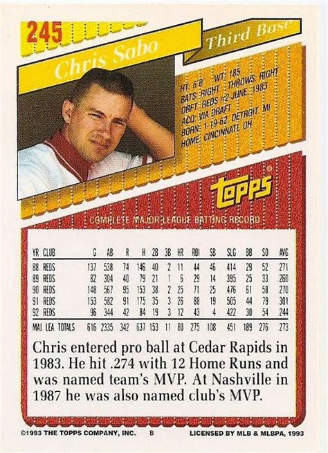 1993 Topps: #245 Chris Sabo