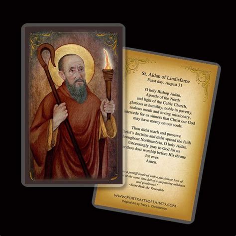 St. Aidan of Lindisfarne Holy Card | Holy cards, St aidans, Novena prayers