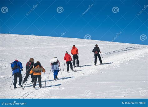 Skiing up the hill 2 stock image. Image of trail, cold - 6697703