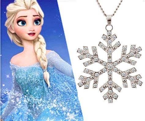 Frozen Snowflake Pendant Necklace Elsa Rhinestone Jewelry Necklaces Children Kids Pendant ...