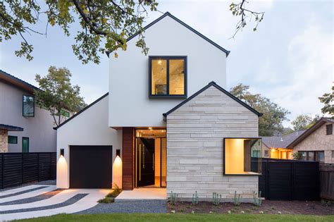 A Contemporary House With Peaked Roofs Arrives On This Street In Austin ...