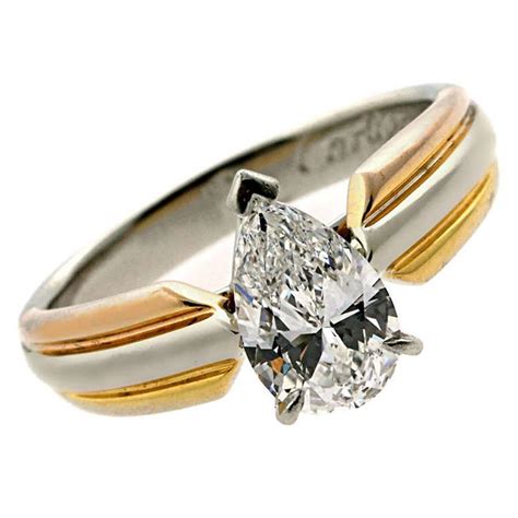 Cartier Pear Shaped Diamond Gold Platinum Engagement Ring at 1stdibs