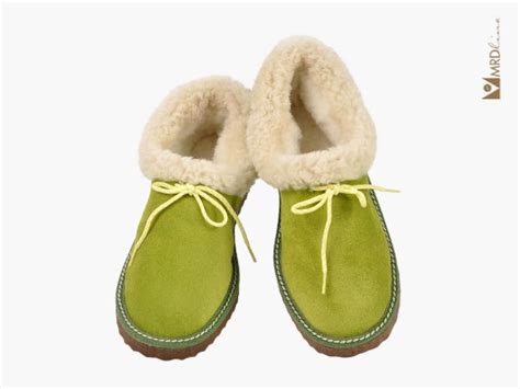 Light green fur boots slippers. Sheepskin slippers. Shearling | Etsy