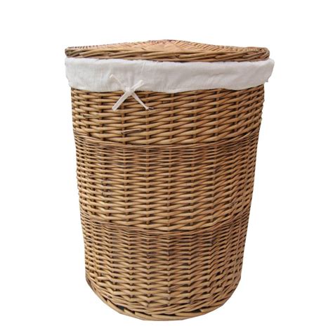 Natural Round Wicker Laundry Basket | Laundry basket with lid, Wicker laundry basket, Washing basket