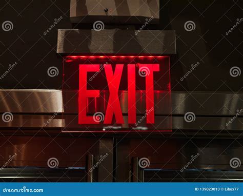 Exit sign red light neon stock image. Image of emergency - 139023013