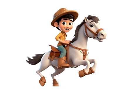 Premium Photo | Arafed image of a cartoon cowboy riding a horse ...