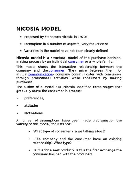 Nicosia Model | PDF | Consumer Behaviour | Behavior