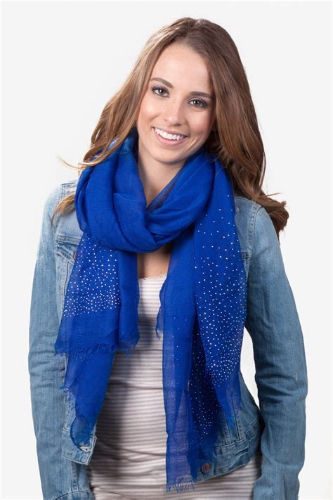 Royal Blue Raining Rhinestones Scarf | Fashion Scarves | Scarves.com