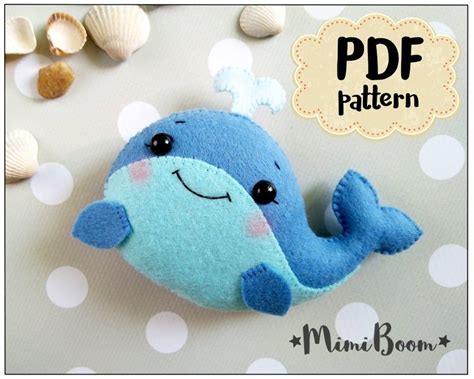 Felt Whale Pattern Felt Sewing Whale PDF Tutorial DIY Whale Baby Mobile Plushies Tutorial Pdf ...