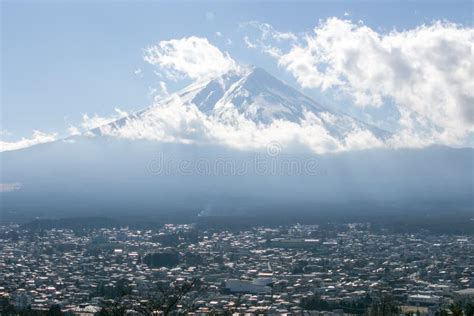 Mount Fuji and Snow and Cloud on Peak Stock Photo - Image of pagoda ...