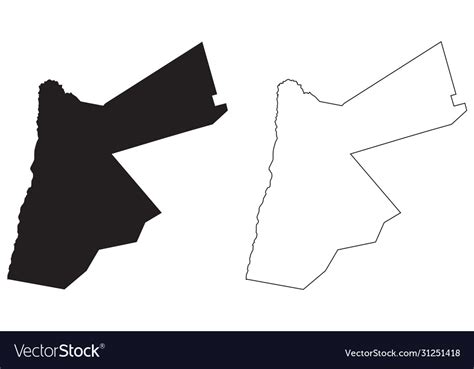 Jordan country map black silhouette and outline Vector Image