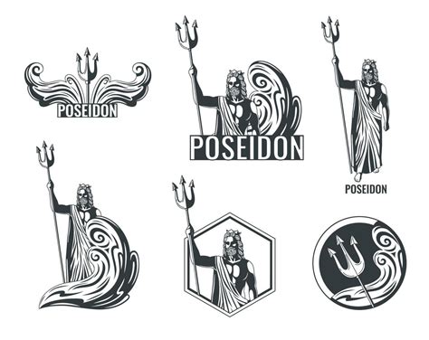 Greek God Poseidon Emblems 19775578 Vector Art at Vecteezy