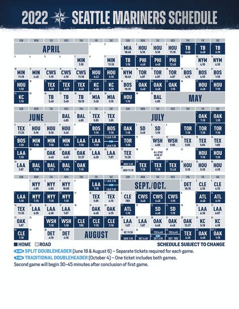 Mariners Announce Updated 2022 Schedule | by Mariners PR | From the ...