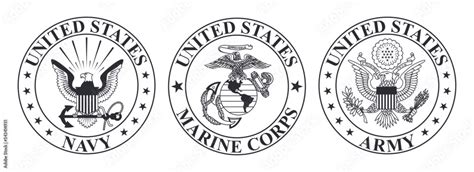 Vector monochrome seal of the United States Navy, US Marine Corps, US ...