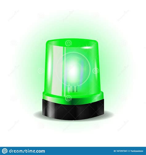 Green Flashers Siren Vector. Realistic Object. Light Effect. Beacon For ...