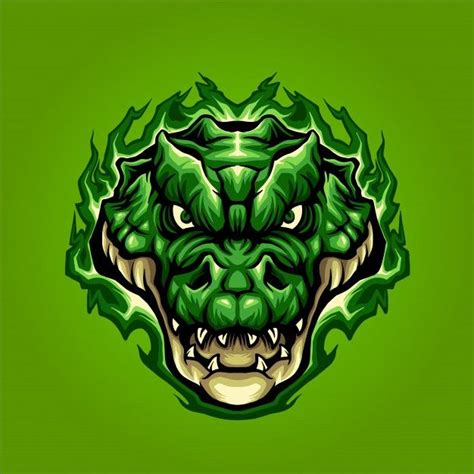 Premium Vector | Green crocodile head | Crocodile, Wiccan art, Illustration character design