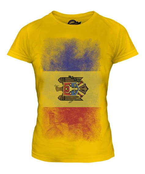 MOLDOVA FADED FLAG LADIES T-SHIRT TEE TOP MOLDOVAN SHIRT FOOTBALL ...