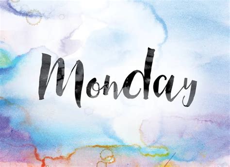 Monday Colorful Watercolor and Ink Word Art - Stock Image - Everypixel