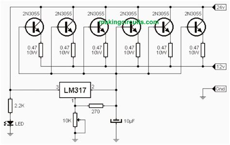 High Current LM317 Variable Power Supply Circuit