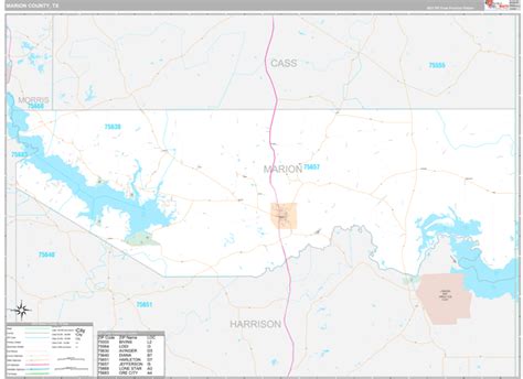 Marion County, TX Zip Code Map - Premium