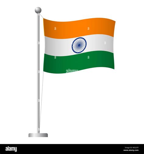 India flag on pole. Metal flagpole. National flag of India illustration ...