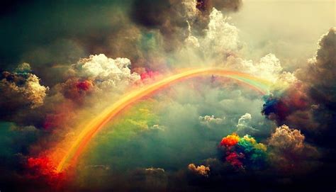 Premium Photo | There is a rainbow in the sky with clouds and a rainbow ...