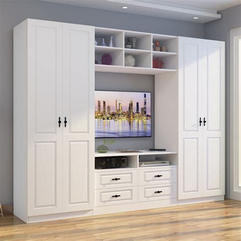 Modern Bedroom White PVC MDF Wood Wardrobe with TV Cabinet Designs - China Manufacturer & Supplier