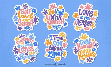 Self Love Quotes Stickers Set Vector Download