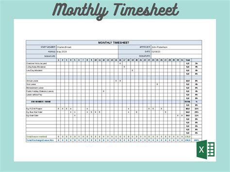 Monthly Timesheet Template, PROJECT MANAGEMENT - Etsy UK