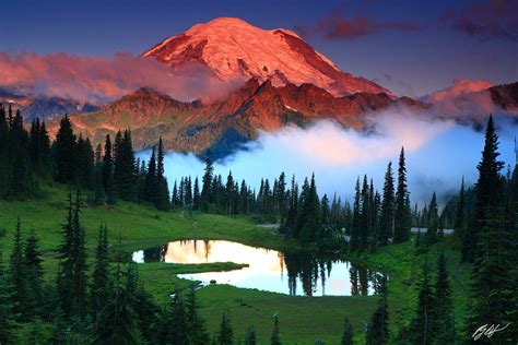 M165 Sunrise Mt Rainier over Tipsoo Lake, Washington | Randall J Hodges ...