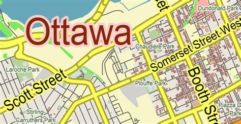 Ottawa Canada Map Vector City Plan Low Detailed (for small print size ...