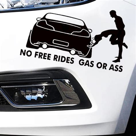 20x10cm GAS OR ASS No Free Rides Reflective Funny Car Stickers Letters ...