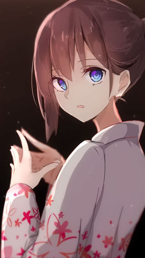 Anime Girl With Dark Brown Hair And Blue Eyes