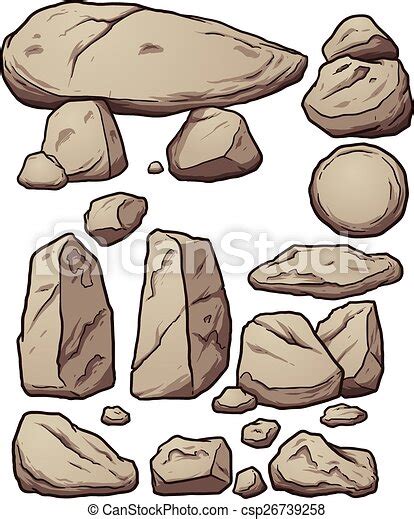 Cartoon boulders. vector clip art illustration with simple gradients ...