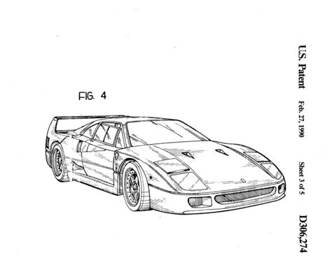 The Original Ferrari F40 Patent Drawings