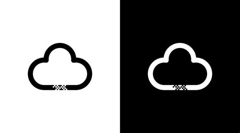 cloud logo monogram data technology black and white icon illustration ...