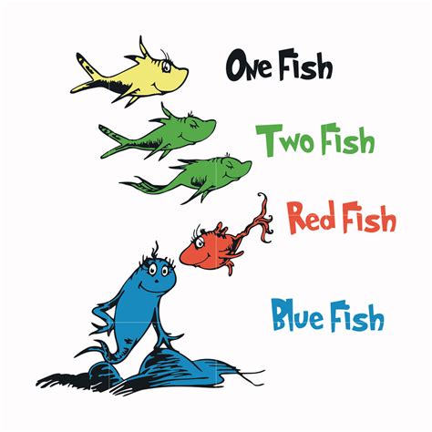 One fish two fish red fish blue fish svg, png, dxf, eps file