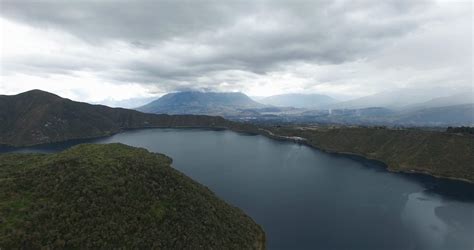 Aerial of The Cuicocha lake - collapsed volcano crater Stock Video ...