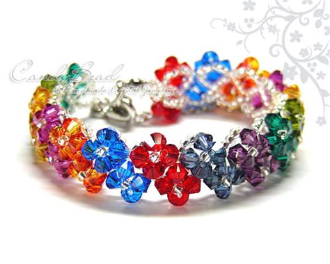 Rainbow Bracelet Crystal Bracelet Swarovski Bracelet Glass - Etsy