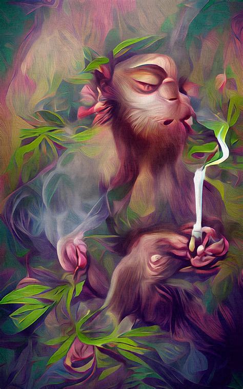 Monkey Smoking Weed Digital Art by Michelle Hoffmann