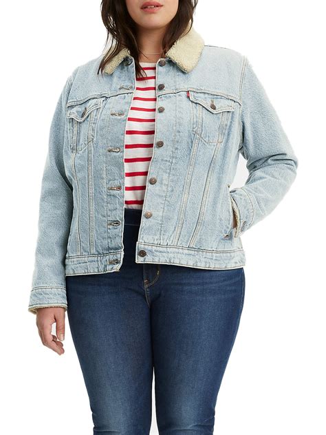 Levi's Women's Plus Size Sherpa Lined Denim Trucker Jacket - Walmart.com