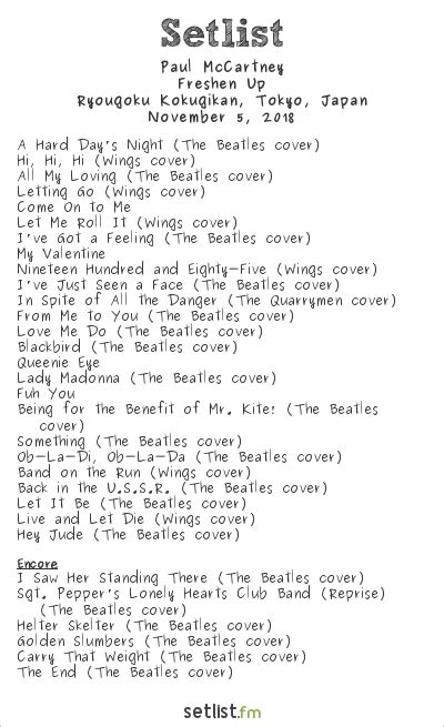 Highlights from Paul McCartney's Freshen Up Tour in Tokyo | setlist.fm