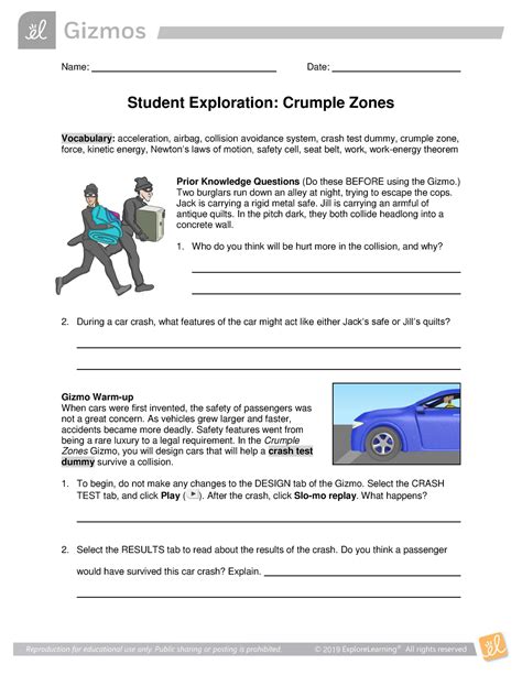 Annotated-Crumple Zones SE - Name: Date: Student Exploration: Crumple ...