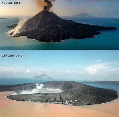 Krakatoa Before And After