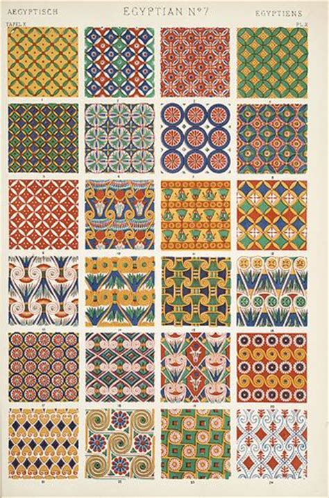 egyptian / geometric patterns / traditional motives / Image Plate from Owen Jones' 1853 classic ...